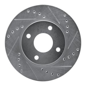 Ford Contour Brake Rotor (1) - Front Right - R1 Concepts - Drilled & Slotted - Silver - `95-`04